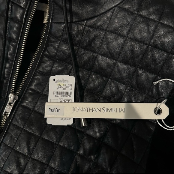 Jonathan Simkhai leather and fur zip up jacket with hood - Picture 6 of 6